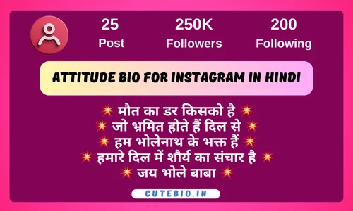 Attitude Bio for Instagram in Hindi