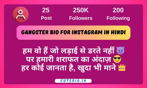 Gangster bio for instagram in hindi