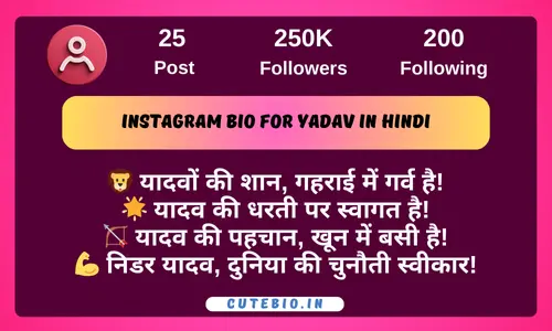 Instagram bio for yadav in hindi