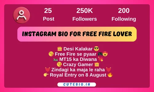 Instagram Bio For Free Fire Lover