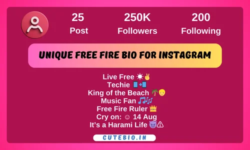 Unique Free Fire Bio For Instagram