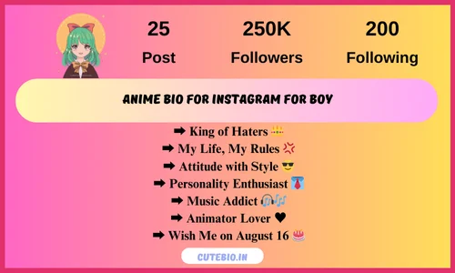 Anime Bio For Instagram For Boy