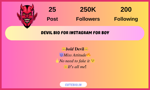 Devil Bio For Instagram For Boy