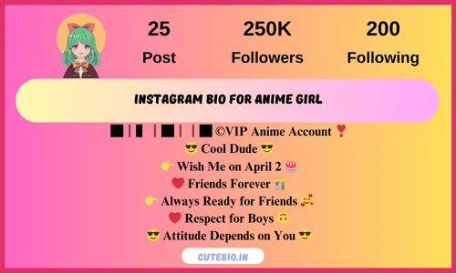 Instagram Bio For Anime Girl