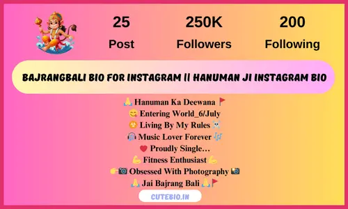 Bajrangbali Bio For Instagram